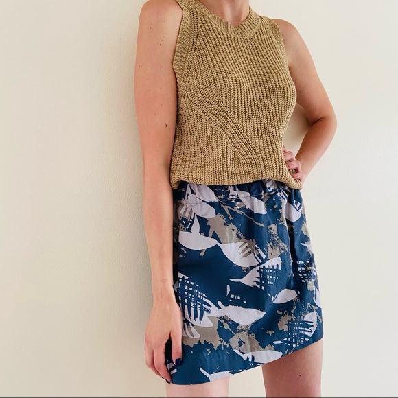 Banana republic abstract print linen blend mini elastic waist skirt - Picture 3 of 7